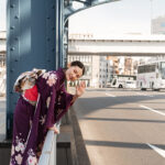 japanese woman celebrating coming age day posing city (2)